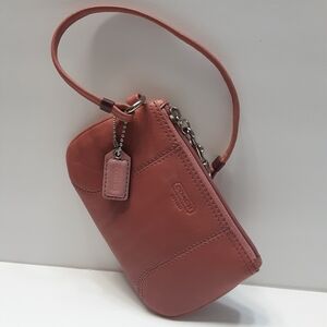 Coach DUSTY ROSE/PINK Leather side zipper wristlet